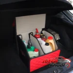 نمای جلو جعبه نظم دهنده برزنتی خودرو با دو محفظه طراحی و جزئیات کلیدی