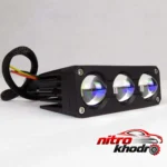 نمای جلو پروژکتور آفرود خودرو مدل Work Light با نور سفید و زرد چیدمان صفحه و نشانگرها