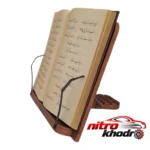 نمای جلو نگهدارنده کتاب چوبی با طراحی زیبا و کاربردی طراحی و جزئیات کلیدی