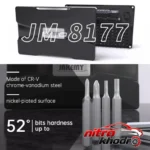 نمای جلو سری پیچ گوشتی جاک می مدل JM-8177 بسته 106 عددی چیدمان صفحه و نشانگرها