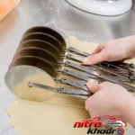 نمای جلو ابزار تزیین کیک گز مدل غلطک برش خمیر طرح هفت چرخ طراحی و جزئیات کلیدی