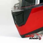 نمای جلو کلاه کاسکت فک متحرک رادین مدل Blaze Red طراحی و جزئیات کلیدی