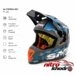 نمای جلو کلاه کاسکت اس ام کی مدل ALLTERRA-S01 با ویژگی های خاص طراحی و جزئیات کلیدی