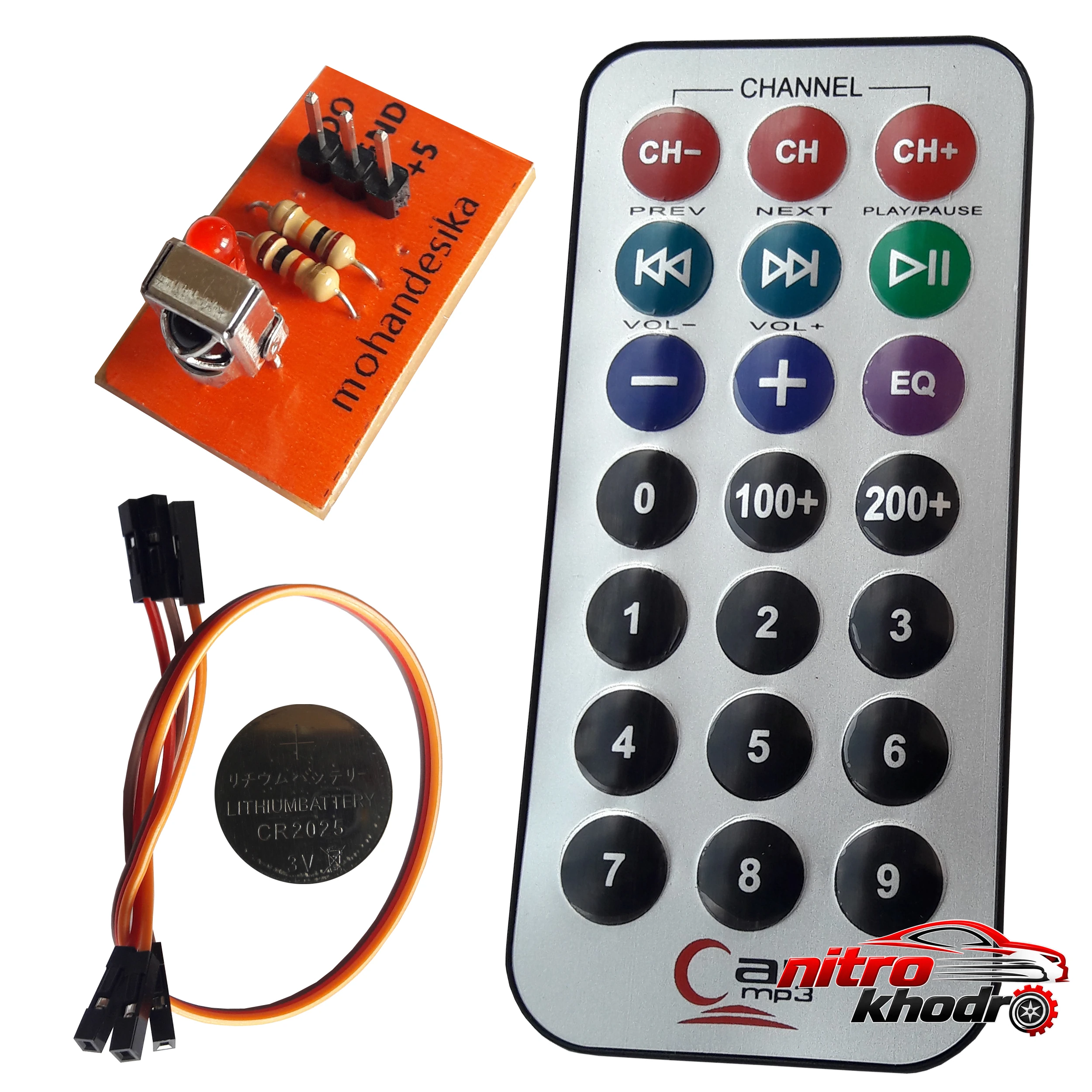 ریموت کنترل مادون قرمز با ماژول گیرنده مهندسیکا مدل ۲۱Key۳۸ اصل ریموت کنترل مادون قرمز - نمای جلو - طراحی و جزئیات کلیدی