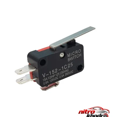 میکروسوئیچ فیشی V-152 - نمای جلو - طراحی و جزئیات کلیدی
