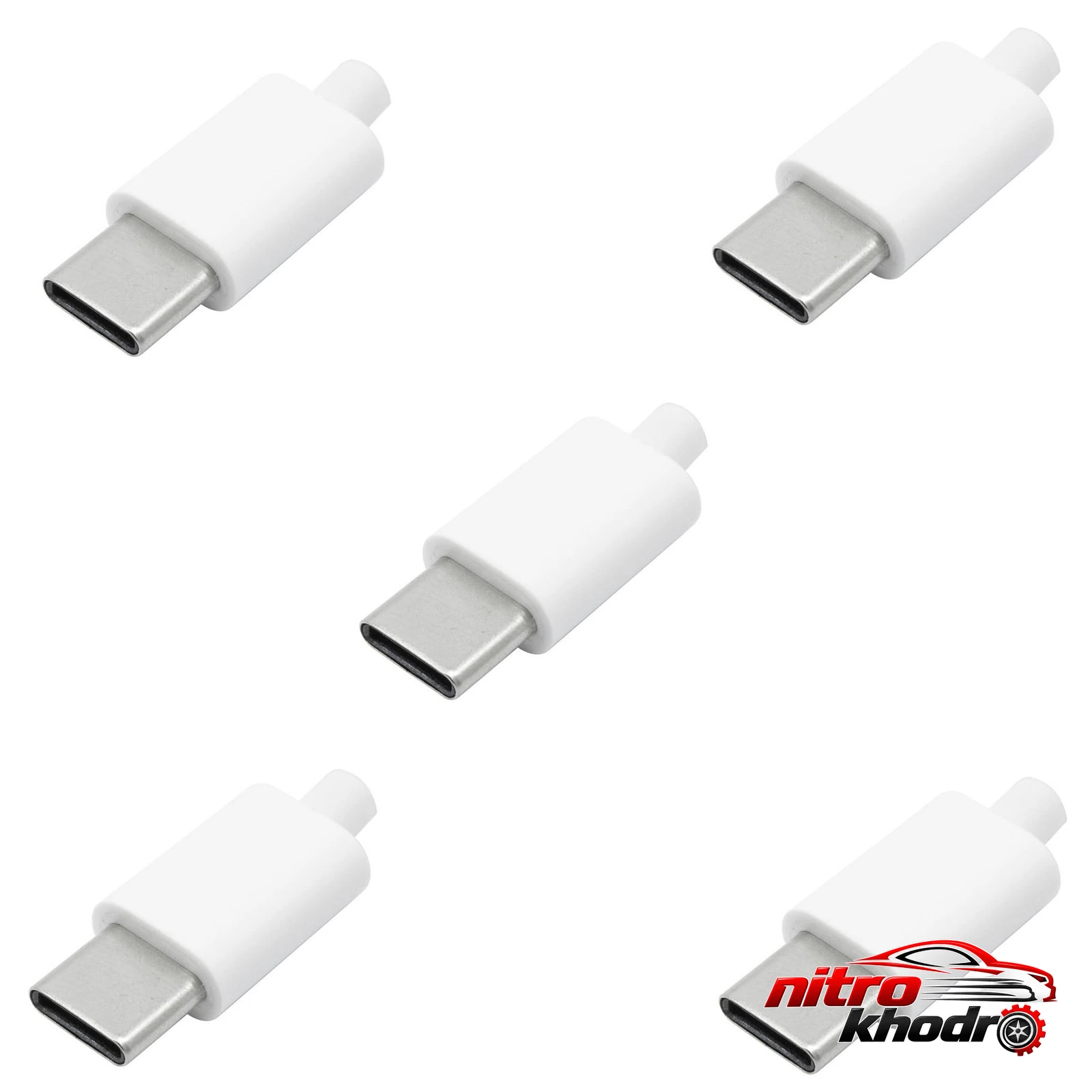 سوکت نری USB-C مدل 4Pin-white بسته ۵ عددی سوکت USB-C نری - نمای جلو - طراحی و جزئیات کلیدی
