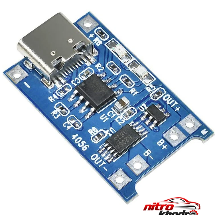 ماژول شارژ باتری لیتیومی مدل TP-۴۰۵۶TYPEC اصل ماژول شارژ باتری لیتیومی - نمای جلو - طراحی و جزئیات کلیدی