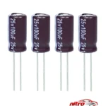 خازن الکترولیت ۱۰۰ میکروفاراد - نمای جلو - طراحی و جزئیات کلیدی