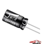 نمای بسته بندی خازن الکترولیت 1000 میکرو فاراد جی دبلیو کو کد 50v بسته ۱۰ عددی برچسب و بسته بندی