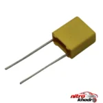 نمای بسته بندی خازن 0.1 میکروفاراد 250v مدل mkt بسته ۲۰ عددی برچسب و بسته بندی