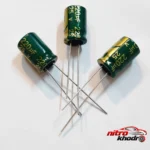 نمای بسته بندی خازن الکترولیتی 220 میکرو فاراد 25 ولت کد 01 بسته ۱۰ عددی برچسب و بسته بندی