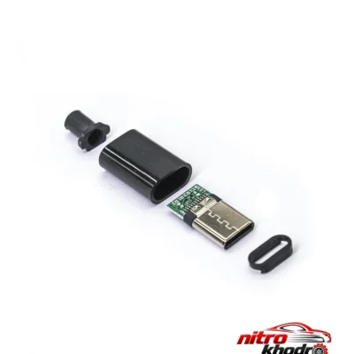 نمای بسته بندی سوکت نری مدل USB-C اصل برچسب و بسته بندی