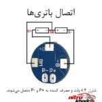 نمای کناری ماژول محافظ شارژ و دشارژ باتری لیتیومی مدل ۲S_۵A کد ۲mos_round اصل پروفایل و ساختار