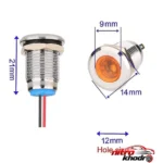 نمای کناری چراغ سیگنال مدل ۳V-۶V RED ۱۲mm اصل عمق قاب و پروفایل